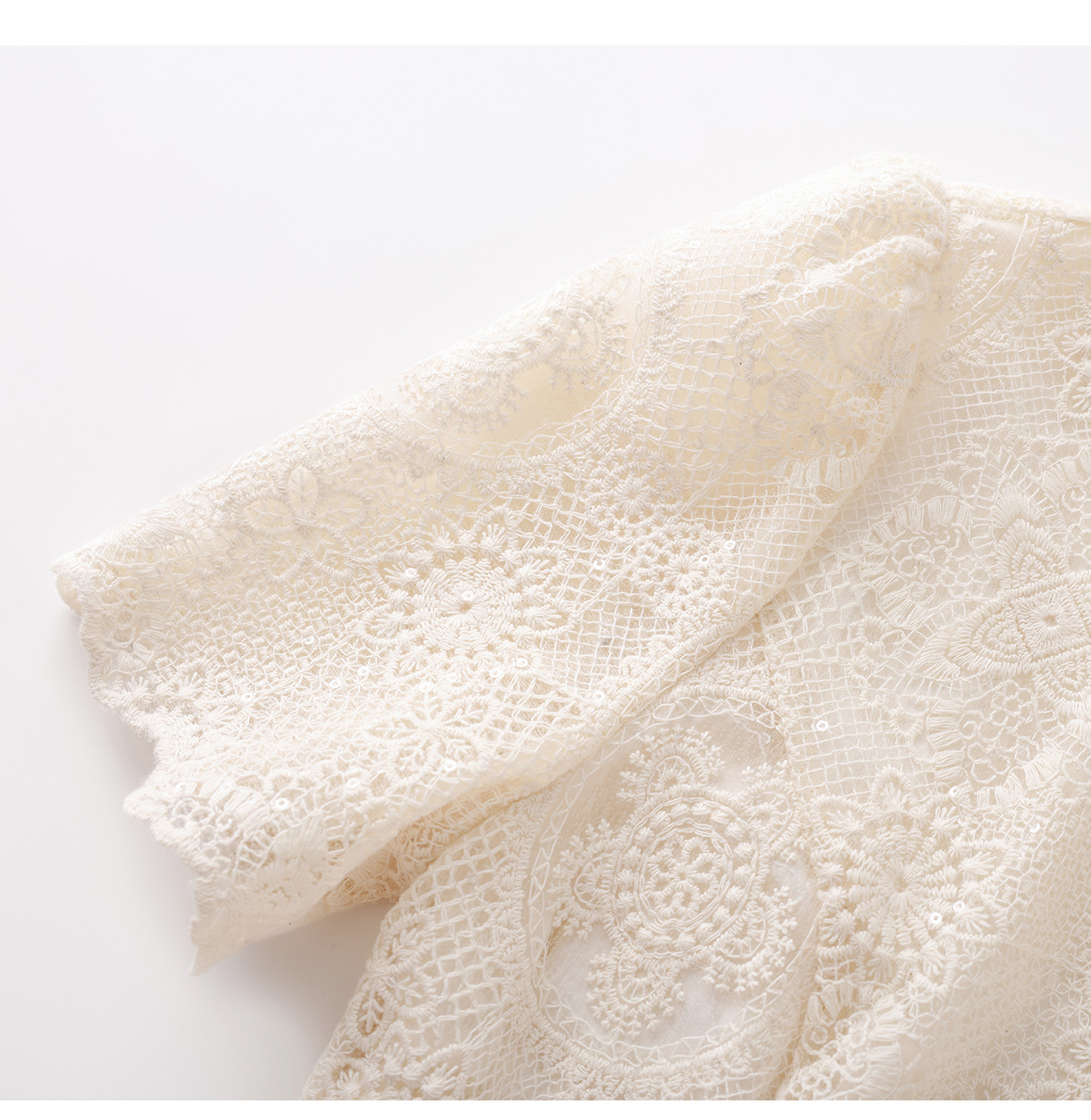 Đầm nữ tay ngắn thêu sequin cotton, thắt lưng eo phong cách Pháp — màu mơ chi tiết 19