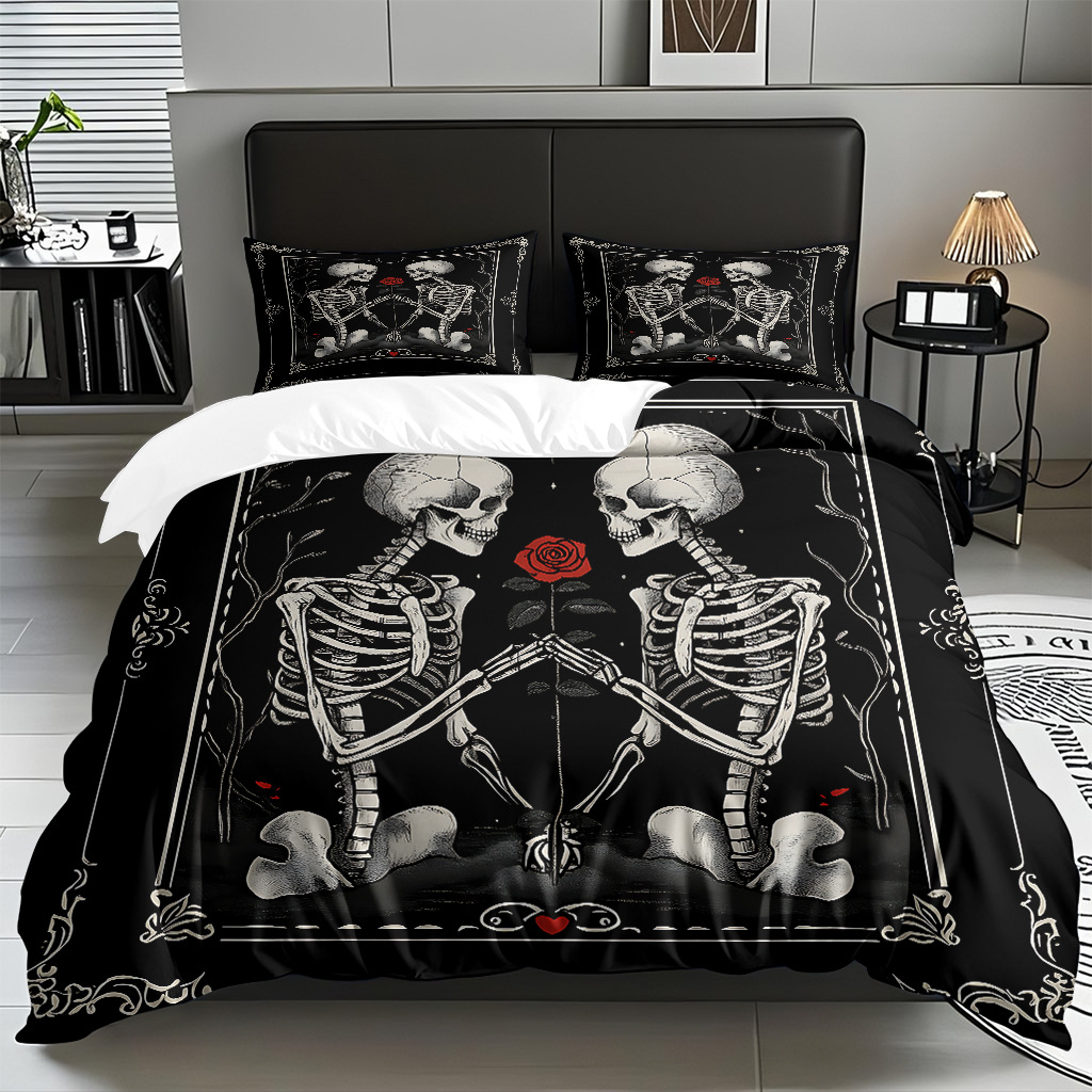 TEMU / JIT transfronterizo Amazon Skull Digital Print Kit de colcha vendido directamente por el fabricante