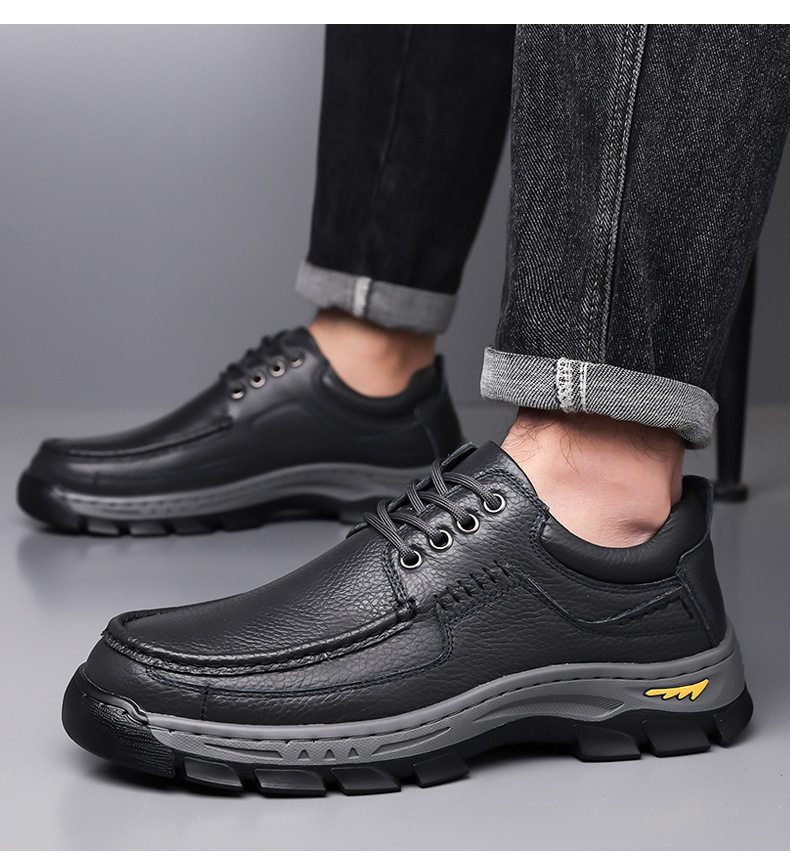 Giày da nam da bò thật mũi tròn đế dày đa năng thoáng khí — q6303 kaki, q6303 màu nâu, q6303 đen chi tiết 24