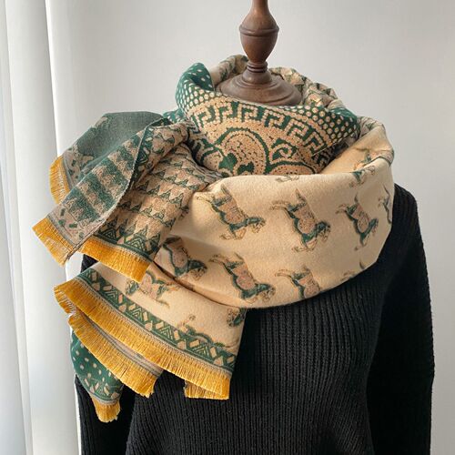  Retro Carriage Autumn and Winter New Warm Scarf Women's Air-conditioned Room Imitation Cashmere Large Shawl Scarf Thickened Outerwear