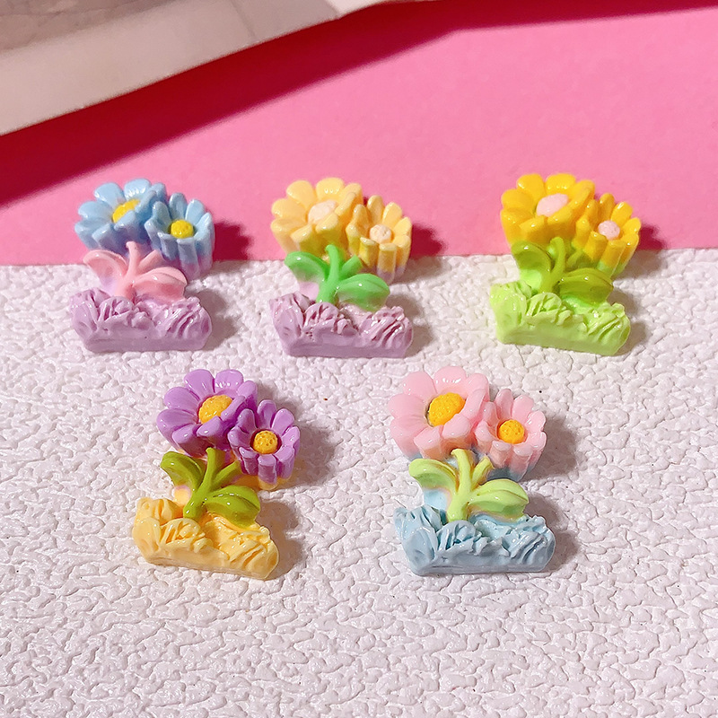 Nueva serie de color macarón roca flor serie diy accesorios de resina pegamento crema caja de teléfono móvil joyería para el cabello colgantes botones de zapatos