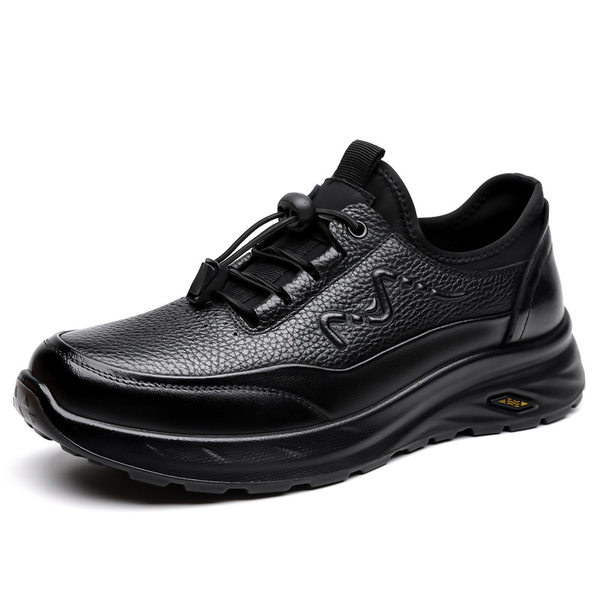 Giày lười nam da bò thật đế mềm chống mài mòn, đế dày nhẹ, kiểu slip-on — D1825 Đen