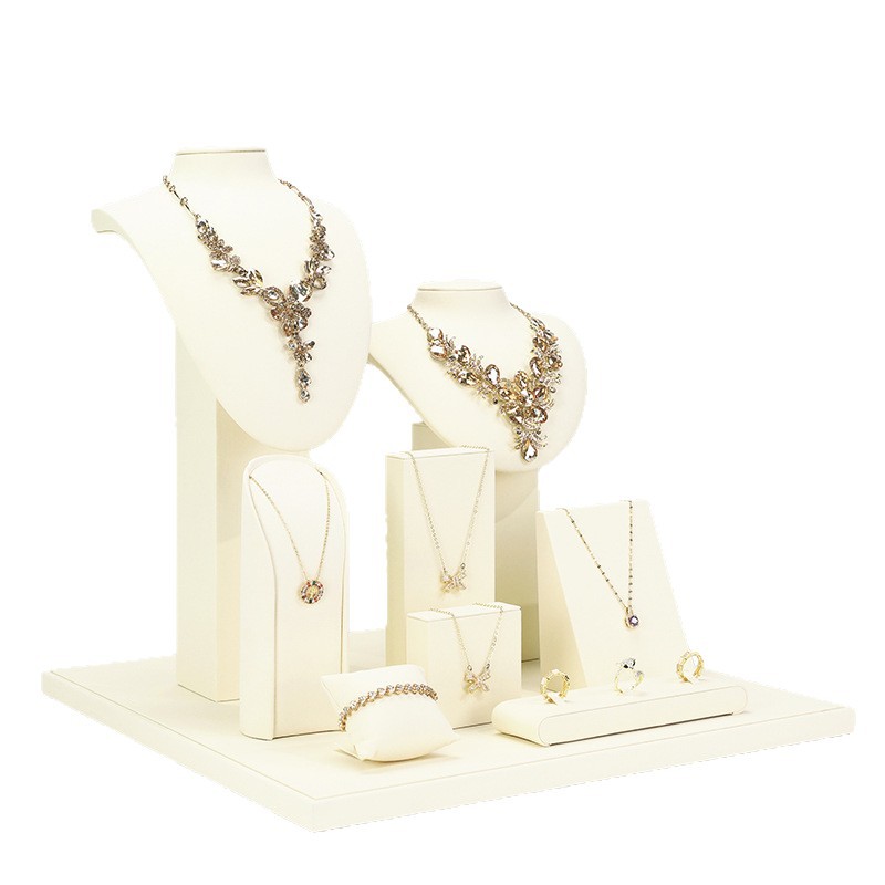 Xu Yue joyería estante de exhibición beige superfibra aretes de lujo anillo de ventana joyería mostrador accesorios