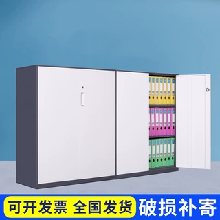 办公室矮柜资料文件柜玻璃对开门档案柜财务凭证柜带锁拆装储物柜