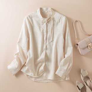 3498 Long-Sleeved New Chinoiserie Early Autumn National Style Shirt for Women 2025 Spring New Shirt High-End Slim Top