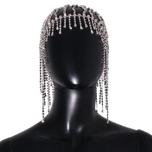 Alibaba.com New Product Diamond Flowing Hair Accessory Nightclub Stage Performance Water Diamond Hair Net Accessory European and American Hair Chain