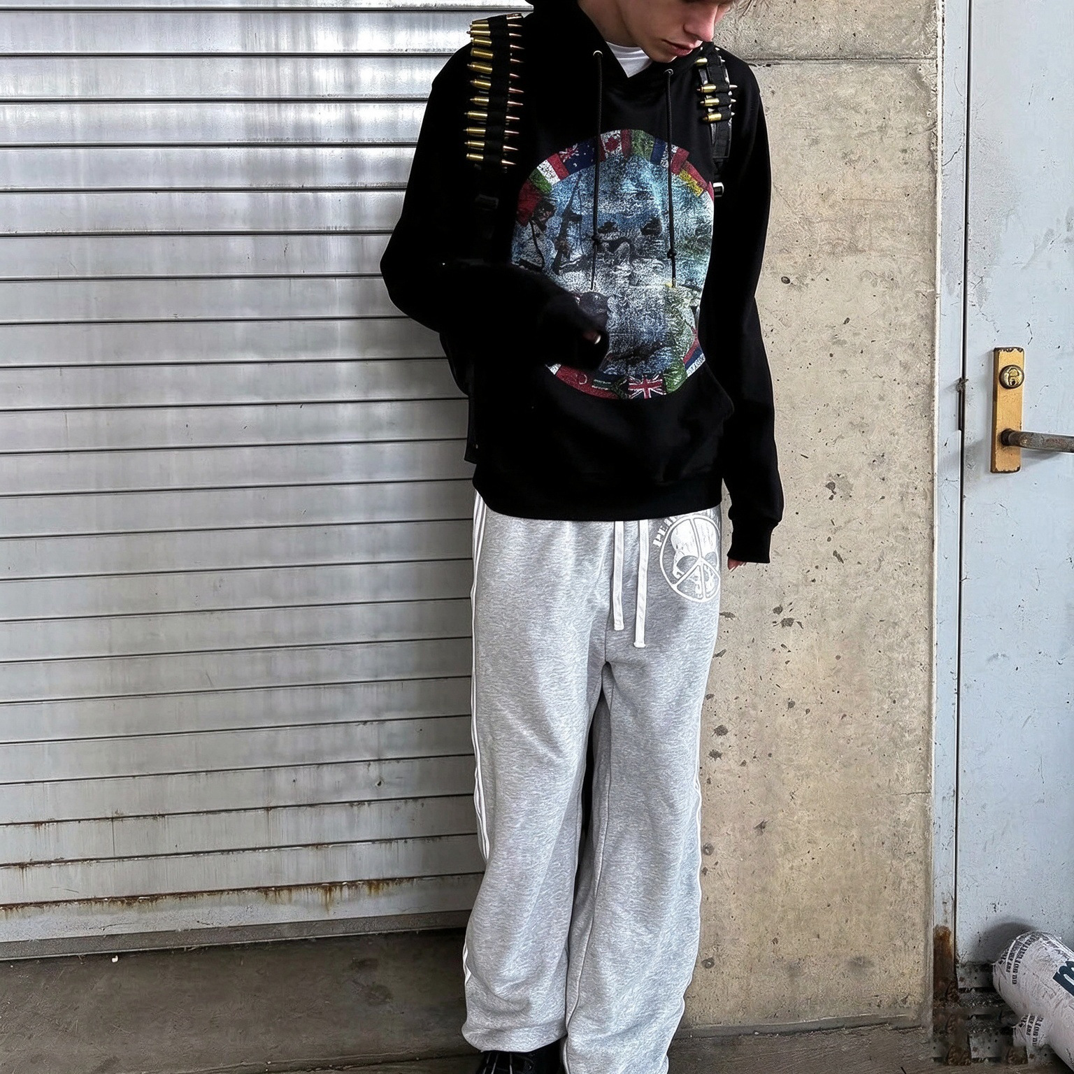 European and American Wholesale Personalized Printed Sweatshirts and Sweatpants Long-Sleeved Pullover Hoodie Suits Retro Jackets Street Trend