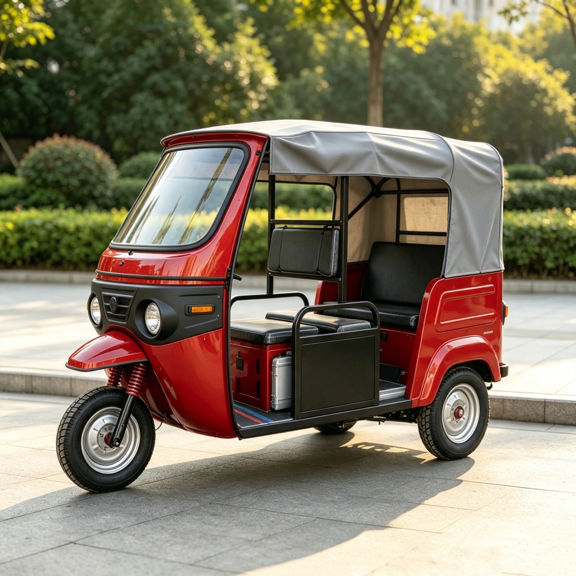 Fuel-powered passenger tricycle for export to Africa, durable and spacious, popular fuel-efficient vehicle for cross-border trade
