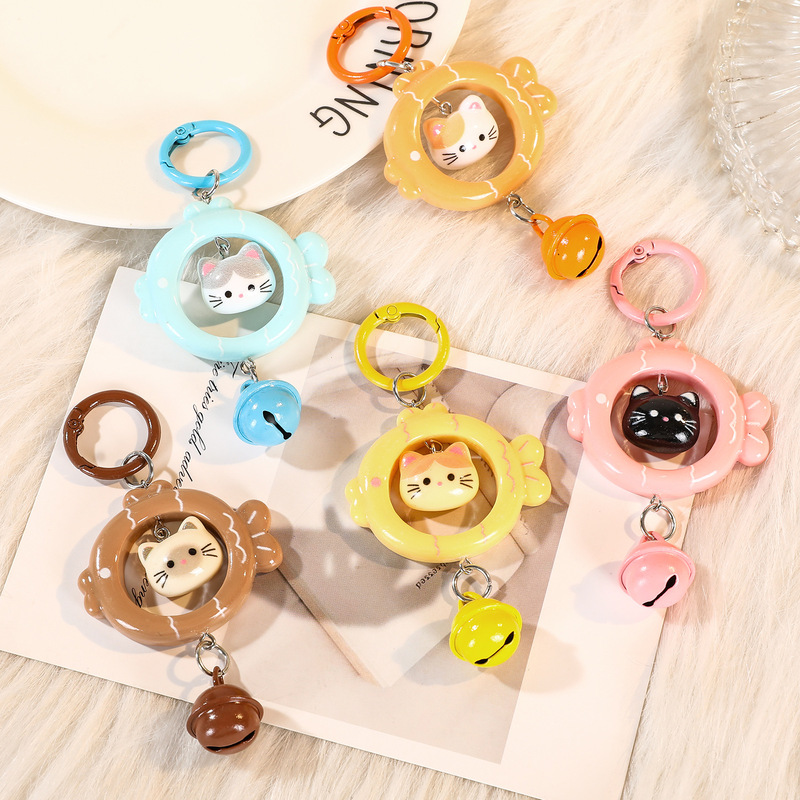 Cat and Fish Keychain Pendant Colorful 3D Bell Decoration Cute Gift for Best Friends and Couples Bag Charm Cat and Fish Keychain Pendant Colorful 3D Bell Decoration Cute Gift for Best Friends and Couples Bag Charm
