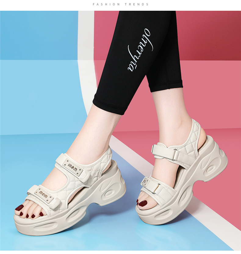 Dép sandal nữ xỏ ngón đế bệt đi biển mùa hè đế dày chống mài mòn — 7128 Màu đen, 7128 màu be chi tiết 13