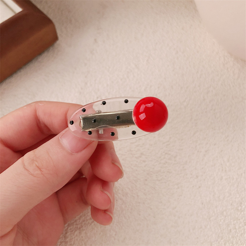 Princesa cabeza de perla ondulado punto elíptico pequeño frijoles rojos pin de pelo estilo francés de alta sensación lateral ceja pin de pelo adornamiento