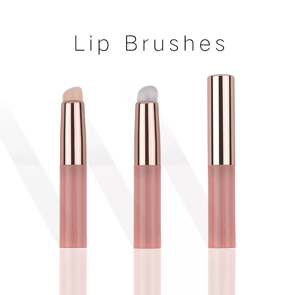 跨境mini带盖圆头口红刷便携式唇膏唇彩晕染遮瑕刷多功能硅胶唇刷