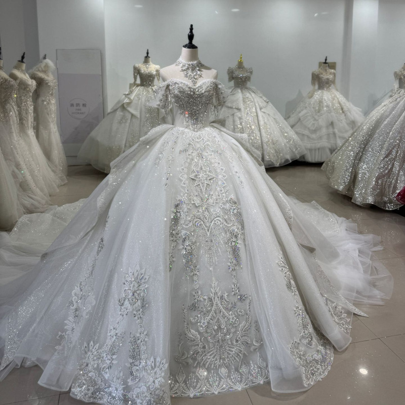 Bridal Wedding Dress 2026 New Style Off-Shoulder Sequin Puffy Skirt Main Gown High-Quality Texture Petite Wedding Dress for Going Out Bridal Wedding Dress 2026 New Style Off-Shoulder Sequin Puffy Skirt Main Gown High-Quality Texture Petite Wedding Dress for Going Out