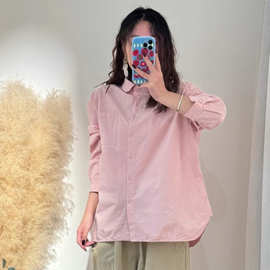 100有机棉水果酵素衬衫女 2025春季新款通勤单排扣叠穿宽松上衣女