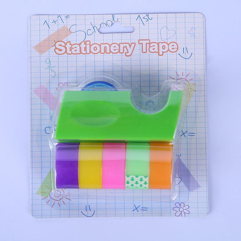 테이프 홀더 + 컬러 테이프 6 롤 [흡입 카드 * 색상 랜덤]]
