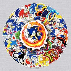 51 pieces of unique Sonic-themed sticker decals for tablets, suitcases, phones, and motorcycles, cartoon-style decorative stickers
