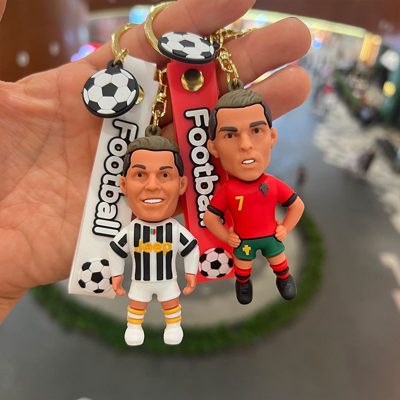 Football Star Cristiano Ronaldo Keychain Manchester United Real Madrid Star Doll Key Pendant Car Key Accessories Small Gift