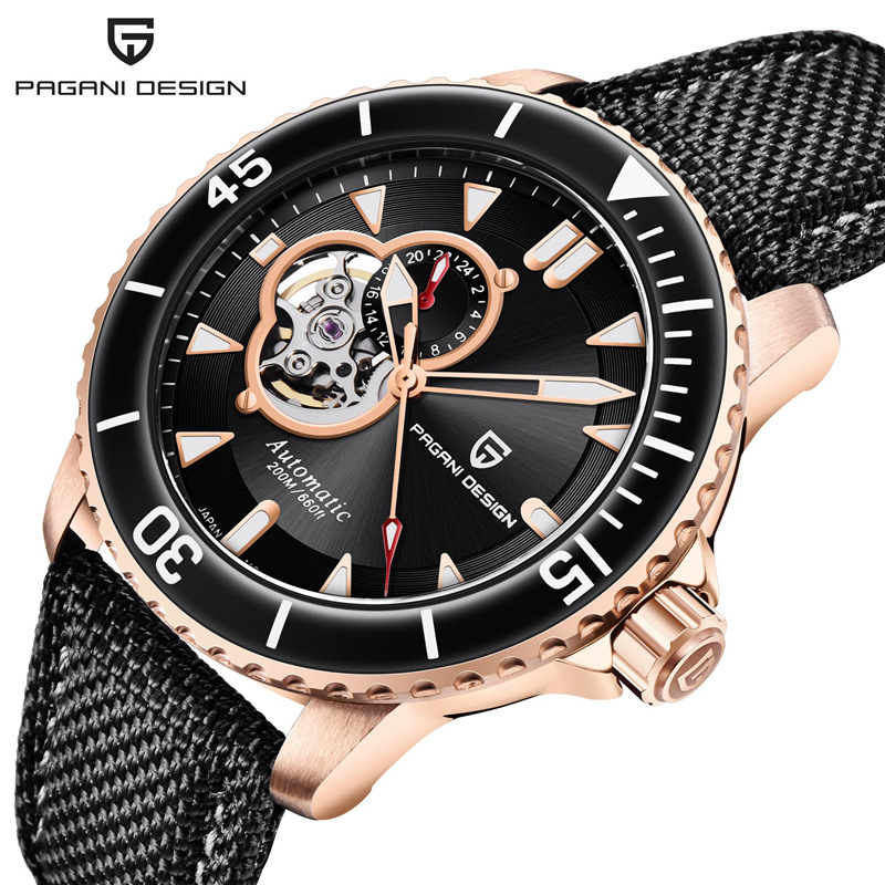 PAGANI DESIGN bojiani reloj mecánico automático para hombre impermeable reloj de acero inoxidable para hombre 1674