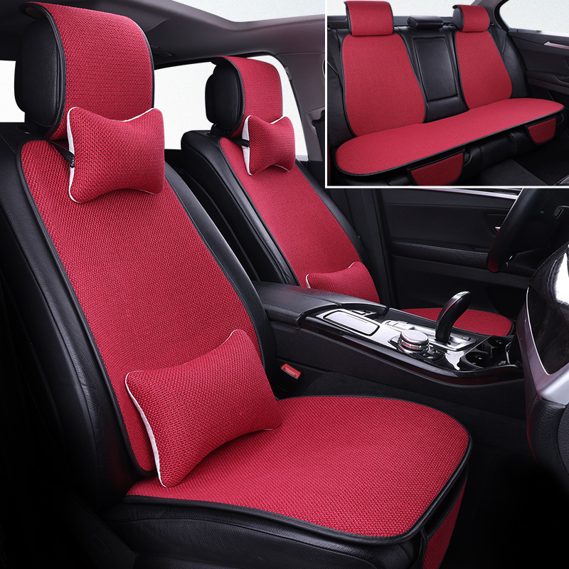 Nuevo cojín de automóvil de lino, cuatro estaciones, algodón y lino transpirable, cómodo y antideslizante, cubierta de cojín integral de estilo comercial