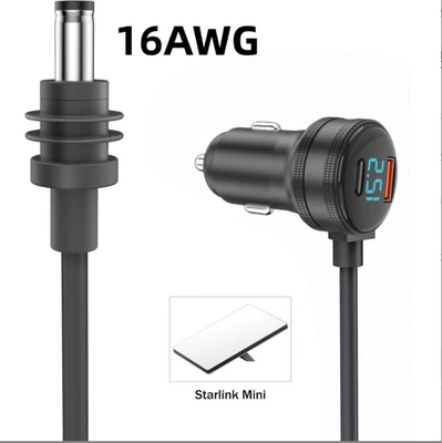 Amazon's Popular Fourth Generation Mi Mini Ni Digital Display Three-Purpose Waterproof Car Charger Car Cigarette Lighter Car Charging Power Cord (Siqaret yandırıcısı) - dc-to-car-charger-16awg-3m-black