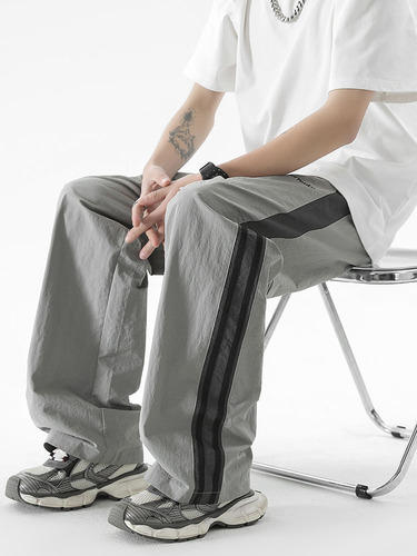 National-style Patchwork Color-Block Cargo Pants for Men—Summer Trendy Brand, Cool & Relaxed Outdoor Quick-Dry Workwear Trousers, Casual Long Pants