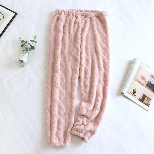 Winter flannel postpartum pants, maternity pants, casual warm cotton casual pants, coral fleece adjustable