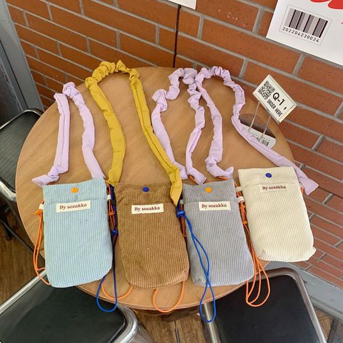 26226 Japanese corduroy crossbody mobile phone bag crossbody shoulder bag for women walking mini storage bag