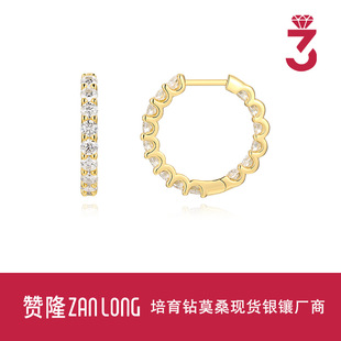 Xiaohongshu's Best-Selling Gold Earrings S925 Silver Inlaid with Moissanite Plated with 18K Gold Exquisite Sparkling Fashion Jewelry Earrings
