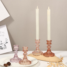 欧式复古水晶玻璃烛台轻奢浪漫烛光晚餐道具简约家用餐桌装饰摆件