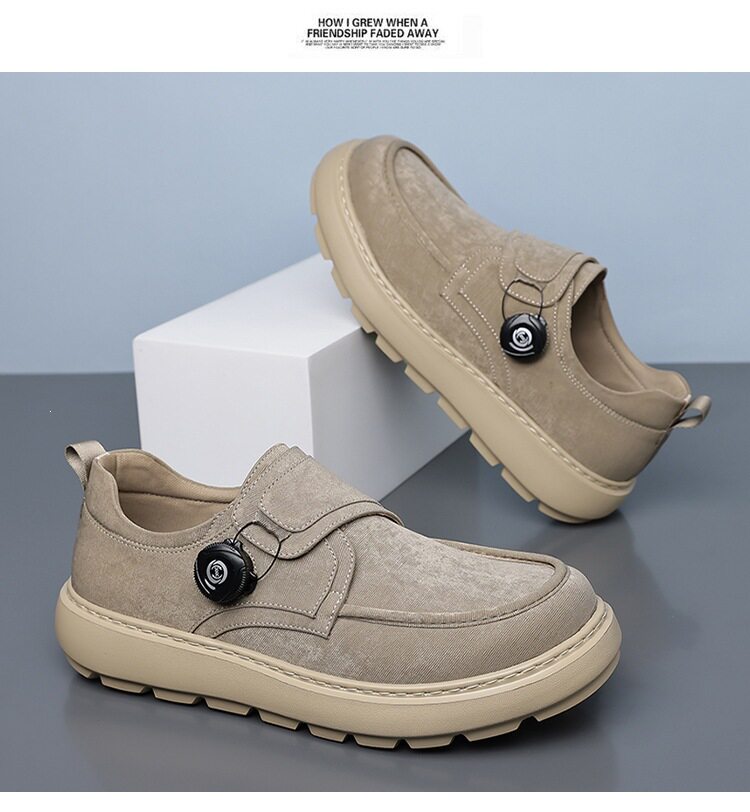 Giày thể thao nam sneaker lưới thoáng khí khóa xoay đế dày — Màu kaki, màu xám, màu đen chi tiết 20
