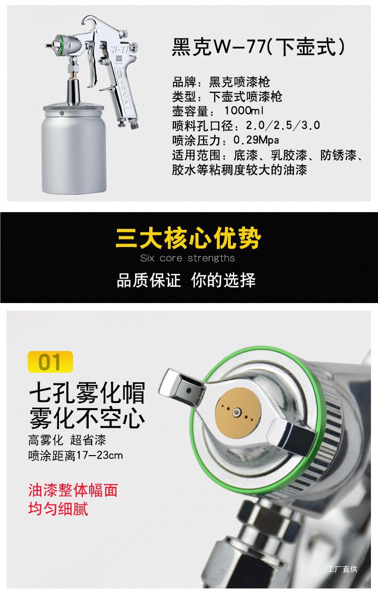 Heike Spray Gun Paint Spray Gun W-71 Latex Paint Sheet Metal Car Furniture Spray Paint Tool Pneumatic Spray Paint Gun Peihui