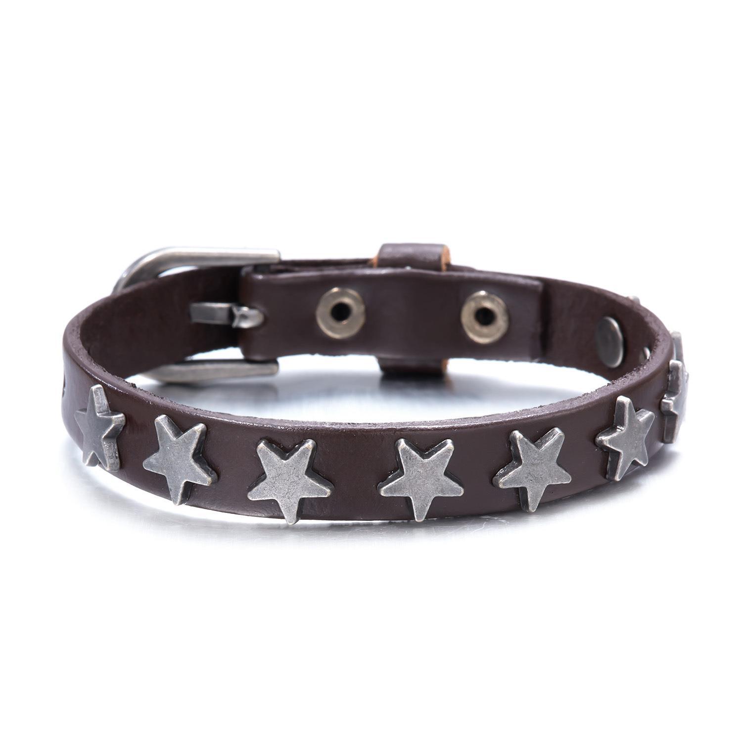 20g Weight Bangle Classification 1 Piece Quantity Daily, Street Occasion Pu Leather Material Star Pattern Men's Gender Punk, Simple Style Style Punk Simple Style Star Pu Leather Men's Bangle Men Cord & Leather Bracelets 3