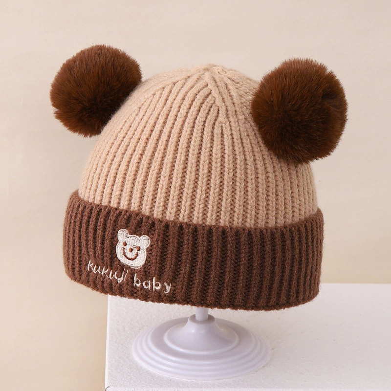 Children's Knit Hat & Scarf Set - Thick Demi-Season Warmth, Bear Patch, Cozy Knit, Color Options