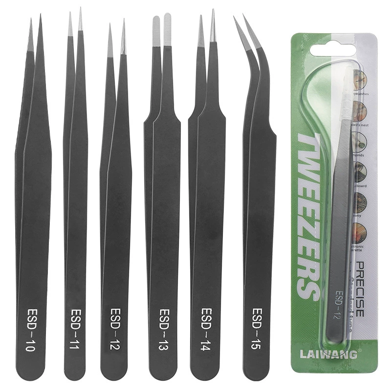 Накладные ресницы утолщенные Нержавеющая сталь черный пинцет ESD-15 колена diy пинцет Ремонт инструмент зажим пинцет