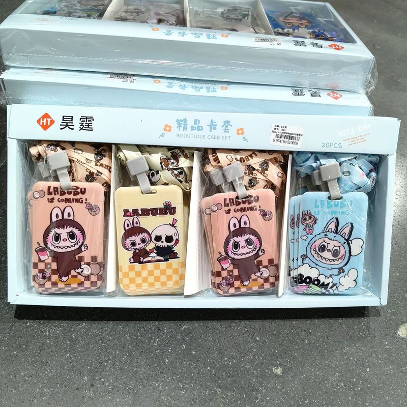 新款拉布布推拉卡套学生卡通保护套可爱校园卡饭卡证件挂绳卡套批|undefined