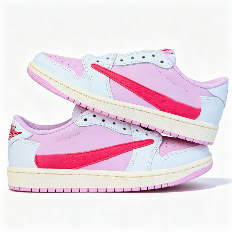 Cross-Border Aj1 Ts Collaboration Pink Lightning Reverse Hook Sneakers for Men and Women Casual Sports Basketball Shoes Iq7604-101