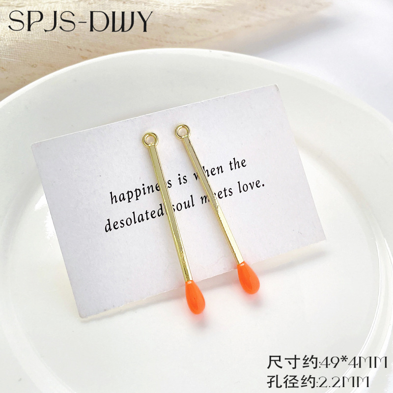 ins小众设计简约火柴吊坠彩色滴油手工diy手链项链耳饰挂件小配饰|undefined