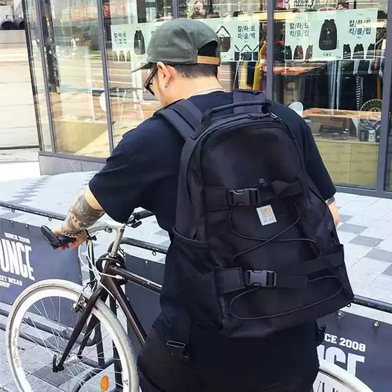 Carhartt Trendy New Backpack for Men and Women Skateboard Bag Workwear Bag Canvas Laptop Backpack Student Schoolbag Streetwear