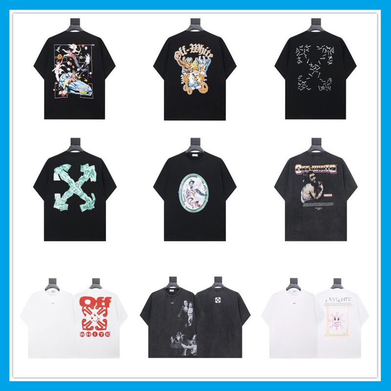 "Ow Arrow Print Short-Sleeved" New Summer Men's T-Shirt, Youth Loose High Street Fashion Brand Top T-Shirt "Ow Arrow Print Short-Sleeved" New Summer Men's T-Shirt, Youth Loose High Street Fashion Brand Top T-Shirt