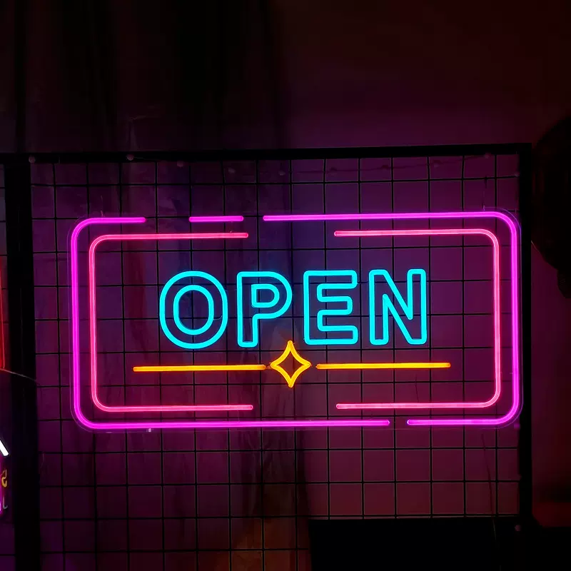 定制OPEN霓虹灯LED广告牌理发店酒吧咖啡店氛围装饰广高亮霓虹灯