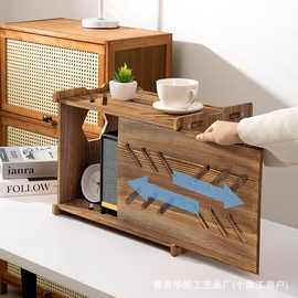 木制收纳盒路由器支架电脑桌面WiFi遮挡支架插板盒电缆实木理线盒