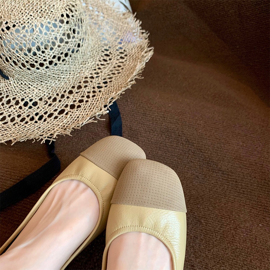 Versión de piel de oveja ~ Grape Madre con zapatos de suela suave de abuela pequeña fragancia de color ligero de la boca de los zapatos de sola sola plana de mujer