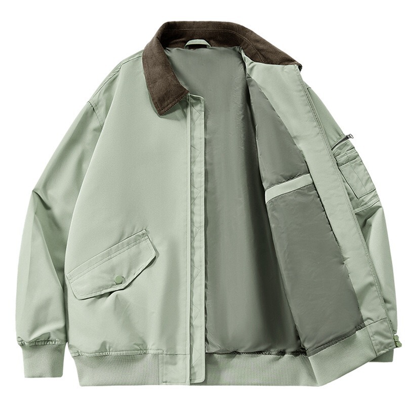 Winter Waterproof Japanese Retro Jacket Coat Corduroy Fabric Two Oblique Slit Pocket Shape Practical Portable Outdoor