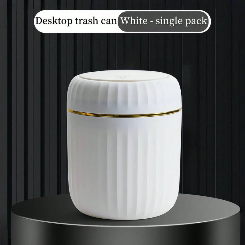 Light Luxury Push-Type Desktop Trash Can, Creative Small Coffee Table, Office Living Room, Study Room with Lid Trash Can