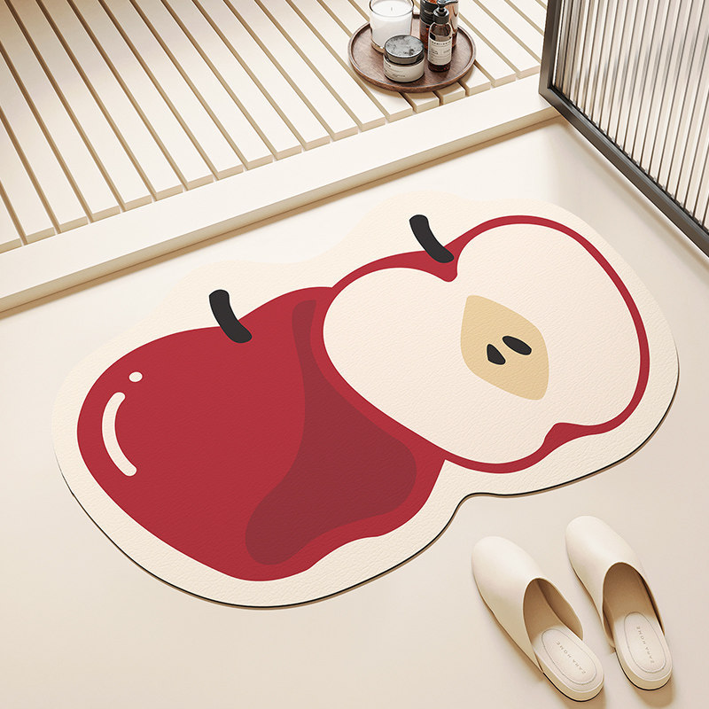 Cartoon-Shaped Fruit Bathroom Mat, Water-Absorbent Non-Slip Mat for Bathroom Entrance, Creative Diatomaceous Earth Mat for Home Use