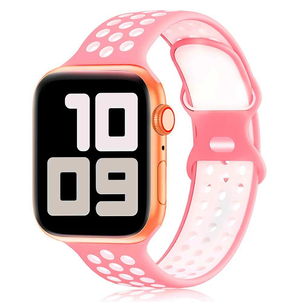Применимый AppleWatch7 Apple двухцветный Nike силиконовый ремешок iWatch8 бабочка пряжка двухцветный дыхательный
