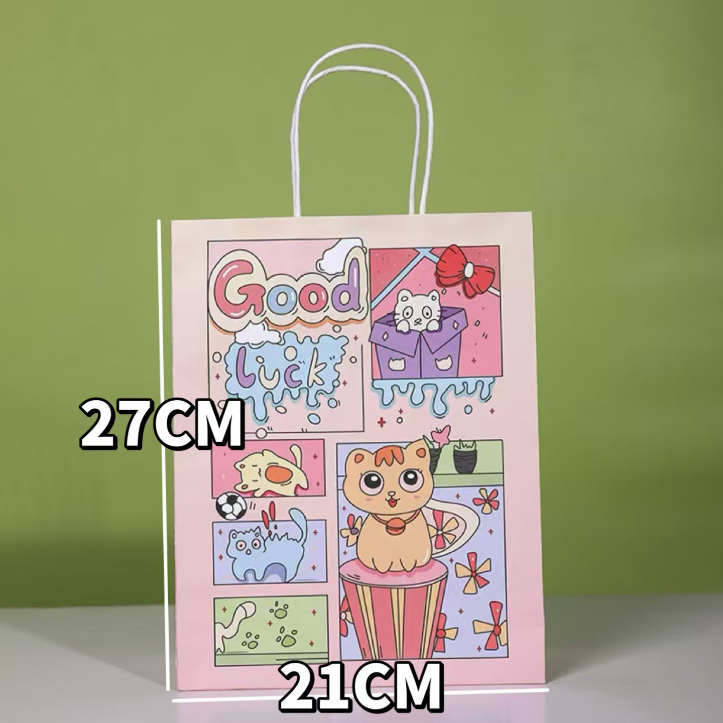 행운의 고양이, 흰색 소가죽, 대형 21*11*27cm(특정 크기는 그림에 표시됩니다)