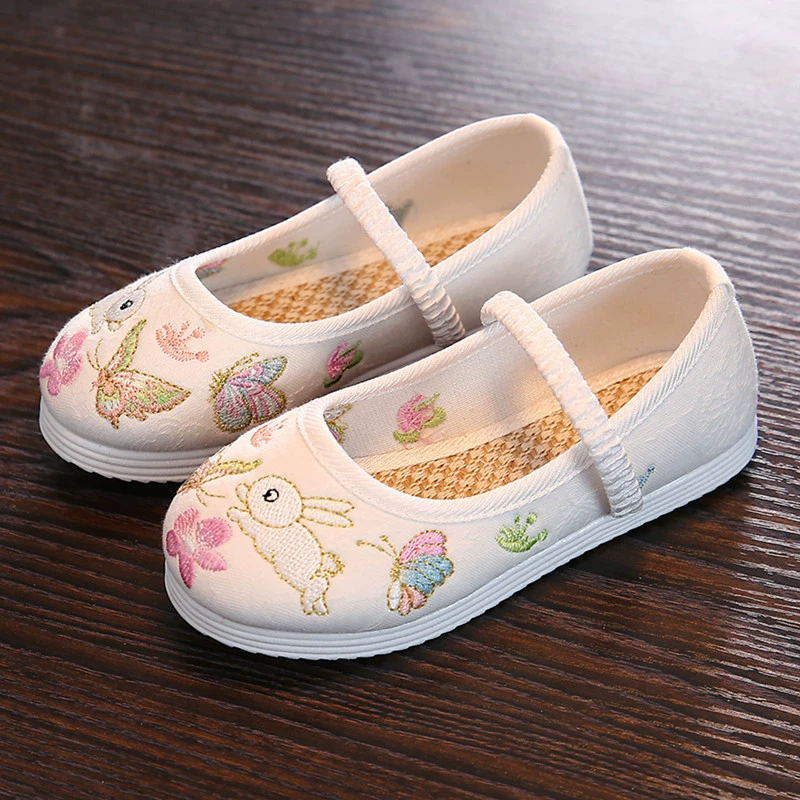 Для девочек Hanfu обувь костюмы детские вышитые туфли древний стиль