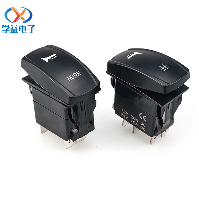 汽车船游艇改装潜水艇开关 ON-OFF五脚二档LED灯防水船型翘板开关