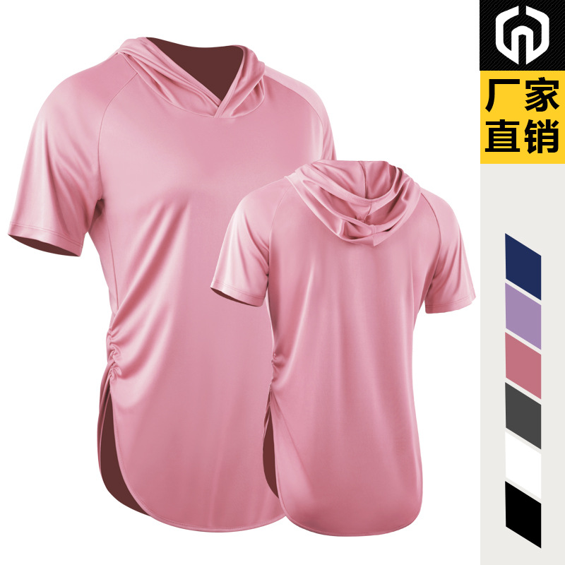 Deportes de las mujeres con capucha cintura de manga corta ropa de protección solar de secado rápido para adelgazar correr baloncesto yoga ropa de entrenamiento casual image 10